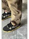 AIDASE  -  Pure Cotton Casual American Retro Faded Cleanfit Slim Fit Khaki een Work Pants Long Trousers Men Straight Cut Regular aidase-shop