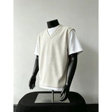 AIDASE  -  Casual American Retro Style Mock Two-Piece Short Sleeve T-Shirt for Men Summer Youth Leisure Sports Top Trendy Cleanfit Shirt aidase-shop
