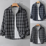 AIDASE  -  Fall Mens Plaid Shirt Casual Long Sleeved Jacket Mens Clothing Elegant Classic Fit Office Wear Men'S Shirt Ropa Hombre aidase-shop