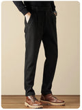 AIDASE  -  Korean Fashion Woolen Suit Pant Men Waist Button Straight Trouser Autumn Winter Business Casual Loose Light Mature Style Pants aidase-shop