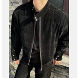 AIDASE  -  Caramel American Retro Stand Collar Jaet Men's ort Design Sense Vintage Sle High-End Feel Outerwear Autumn Season aidase-shop