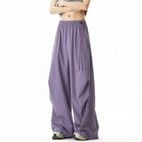 AIDASE  -  Korean New Fashion Men Wide Leg Pants Pleated Casual Soild Color Streetwear Drawstring Elastic Waist Trousers Summer aidase-shop