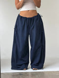 AIDASE  -  Women Y2K Oversized Baggy Pants Low-rise Elastic Waist Drawstring Wide Leg Trousers Loose Streetwear Casual Sweatpants aidase-shop