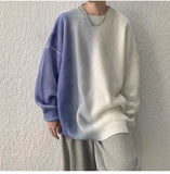 Aidase Fashion Autumn Winter Men's Cool Boy Casual Loose Tess Knitted Patchwork Pullover Sweater Soft Warm Color Gradation aidase-shop