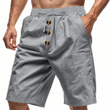 AIDASE  -  Cross-border men's loose American linen beach casual washed button five-point sports shorts men aidase-shop