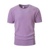 AIDASE  -  Men's Solid Color Stitching Short Sleeve T-Shirt Casual Crew Neck Breathable Summer Top aidase-shop