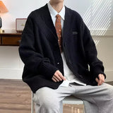 AIDASE  -  Fall Winter V-Neck Knitted Sweater Cardigan Men's Solid Color Casual Style Lazy Fashion Outerwear Comfortable Soft Material aidase-shop