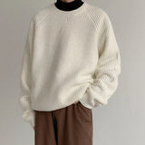 AIDASE  -  Autumn New Casual Bottoming Knit Tops Men's Solid Color Textured Long Sleeve Vintage Sweater For Mens Outdoor Fashion Tees aidase-shop