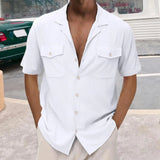 AIDASE  -  Men'S Casual Cardigan Short Sleeve Double Pocket Shirt Fashion Wrinkle-Free Casual Men'S Shirt aidase-shop