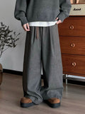 AIDASE  -  Loose Casual Pants Men Women Straight Leg Wide Leg Pants Drapey Long Pants Vintage Plaid Belted Loose Fit Casual Trousers aidase-shop