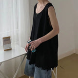 AIDASE  -  Japanese Men's Vest Korean Solid Color Loose Sleeveless Trendy T-shirt Summer Outdoor High Street Style Male Top aidase-shop