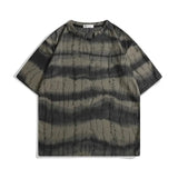 AIDASE  -  Men's Summer Abstract Wave Print T-shirt Casual Loose Short Sleeve V-neck Tee Streetwear Top aidase-shop