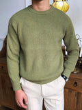 AIDASE  -  Leisure Knitting Sweaters For Mens Fall Winter Casual Texture Knit Bottoming T Shirt Fashionable Solid Color Crew Neck Sweater aidase-shop