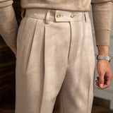 Aidase Casual High Waist Straight Tube Pants Thick Warm Versatile Pants British Fall Winter New Pants Trendy Man Pantalones Hombre