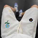 AIDASE  -  Summer Trendy Men Shorts Flower Print Decoration Drawstring Straight-leg Men's Casual Pants 2025 New Fashionable aidase-shop