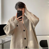 Aidase Cardigans Men Fashion Popular Youthful American Style V-neck Solid Color Handsome Spring Autumn Streetwear Knitting Loose Daily aidase-shop