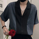 Aidase Fashion Lapel Button Spliced Loose Korean Shirts Men's Clothing 2024 Summer New Casual Tops Short Sleeve All-match Shirt aidase-shop