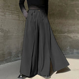 AIDASE  -  Men Wide Leg Pants Solid Color Button Joggers Loose Casual Irregular Trousers Men Streetwear Fashion Long Pants aidase-shop