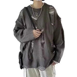 AIDASE  -  Winter New Men's Ripped Long-Sleeve Sweater American Retro Fashion Trendy Street Hip Hop Loose Casual Niche Men's Top aidase-shop