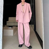 AIDASE  -  Spring New Men Tide Suit Set Niche Double Collar Strap Design Wide Leg Pants Casual Straight Korean Chic Blazer Sets aidase-shop