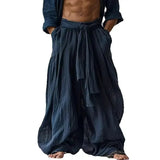 AIDASE  -  Streetwear Men's Pants Vintage Simple Casual Pure Cotton Linen Elastic Waist Loose Casual Pants Vintage Outfit aidase-shop