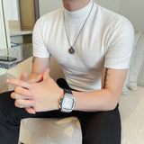 AIDASE  -  Versatile Thin Breathable Stretch Short Sleeve T-shirt, Men's Spring and Summer New Small Mid Collar Half Sleeve T-shirt aidase-shop