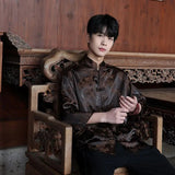 AIDASE  -  Chinese Style Thin Light Luxury Retro Men National Trend Large Size Loose Ice Silk Shirt Men's Jacquard Fashion Trend Tang Suit aidase-shop