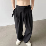 Aidase Falling Trousers For Men In Autumn Solid Wide Leg Straight Trend Versatile Simple British Lace High Waist Casual Trousers aidase-shop