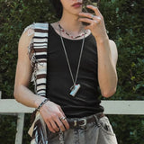 AIDASE  -  Summer New Men Tide Round Collar Vest Slim Sleeveless T-shirts Korean 100% Cotton Camisole Streetwear Chic Waistcoat HK5155 aidase-shop