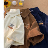 AIDASE  -  American Fashion Retro Polo Shirt Men's Short-sleeved Korean Version New Summer High Street Trend Shirt Lapel T-shirt Chic aidase-shop