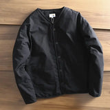 Men's Parkas Thick Cotton Coat Jacket Autumn Winter Retro Women Jackets V-neck Long Sleeves Pockets Single-breasted Tops aidase-shop