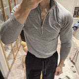 AIDASE  -  Men's Half Zip Long Sleeve Activewear Shirt Breathable Stretch Running Training Gym Workout Sweatshirt Mock Neck Tee Fall Winter aidase-shop