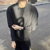 AIDASE  -  Lemair Handmade Irregular Button V-neck Open Cardigan Sweater Casual Loose Long Sleeve Woolen Outerwear Knitted Winter Coat