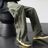 AIDASE  -  Youth Mesh Breathable Quick Drying Breasted Green Pants for Men Summer American Outdoor Hiking Trend Non Elastic Casual Pants aidase-shop