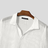 AIDASE  -  Men Shirt Hollow Out Lapel Short Sleeve Transparent Male Shirts Solid Streetwear Summer 2025 Fashion Casual Camisas aidase-shop