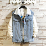 AIDASE  -  Winter Cargo Denim Vests Men Warm Fleece Fashion Sleeveless Jean Jackets Male Solid Turn Down Collar Waistcoat Plus Size M-5XL aidase-shop
