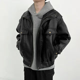 AIDASE  -  American Retro Heavyweight Men's Motorcycle Jacket Loose Flight Stylish Leather Coat Spring Autumn Trendy Brand Casual Outerwear aidase-shop