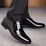 Aidase Social Shoe for Men Casual Business Patent Leather Dress Shoes Man Bright Upper Pointed Toe Trend Office Suit Footwear New