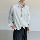 AIDASE  -  Men Striped Shirt Lapel Long Sleeve Loose Casual Men Clothing Streetwear Korean Style Fashion Tops Male Shirts aidase-shop