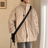 Minimalist Coats Men Winter Warm Hooded Cotton Parkas Casual Trend Drawstring Solid Color Outdoor Loose Hoody Parka Male aidase-shop
