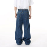AIDASE  -  Korean New Fashion Men's Solid Color Simple Basic Casual Trendy Daily Wide Leg Straight Denim Trousers Male Jeans Pants Clothes aidase-shop