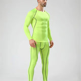 Aidase Men Compression Running Set Quick Dry Gym Sport Sweatsuit Man Long Sleeve Jogging Training Suit Fitness Tracksuit Gym Clothing