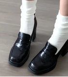 AIDASE  -  College Style Women Loafer Shoes Fashion Shallow Slip On Vintage Female Elegant Thick Heel Commuting Shoes aidase-shop