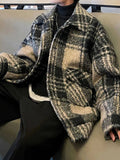 AIDASE  -  Casual Long Sleeve Mens Woolen Jacket Coat Plaid Printed Button-up Turn-down Collar Jackets Men Spring Vintage Cardigan Tops aidase-shop