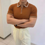 AIDASE  -  Ice Silk Knitted Thin Short Sleeved Men T-shirt Half Sleeved 2025 American Korea Fashion Male Tops Loose aidase-shop