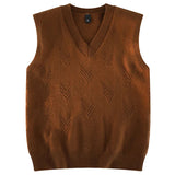 AIDASE  -  Fashion Niche Jacquard Design Pattern Men Sweaters Versatile Casual Comfortable Autumn and Winter Warm V-Neck Knit Sweater Vests aidase-shop