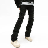 Aidase Heavy Industry Hole Frayed Destruction Waxed Jeans Mens High Street Retro Straight Ripped Pencil Pants Oversize Denim Trousers aidase-shop