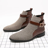 AIDASE  -  Men Fashion Chelsea Boots PU Side Buckle Anti slip Wear Resistant Boots Business Office Dress Boots Gentleman Social Men Boots aidase-shop