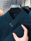 Aidase Men's Woolen Sweater V-neck Pullover Thickened  Solid Color Business Casual Sweater Winter Knitted Bottoming aidase-shop