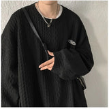 Korean Men Sweatshirts Hip Hop Solid Color Basic O Neck Oversized Pullovers  Autumn Fashion Casual Long Sleeve Tops aidase-shop